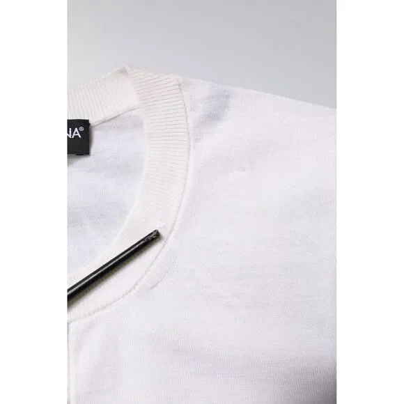 Dolce & Gabbana Cream Cashmere Knit Cropped Cardigan Sweater